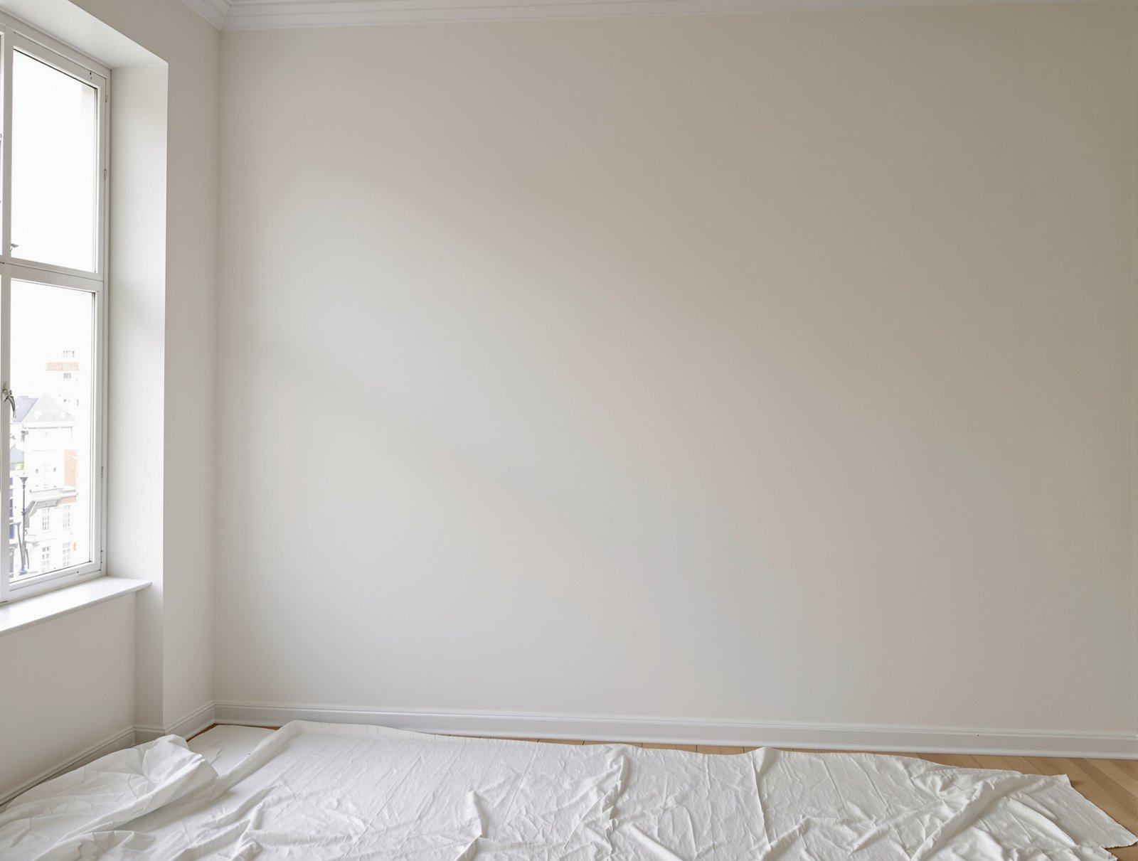 Mur fraîchement ratissé, parfaitement lisse sous une lumière rasante